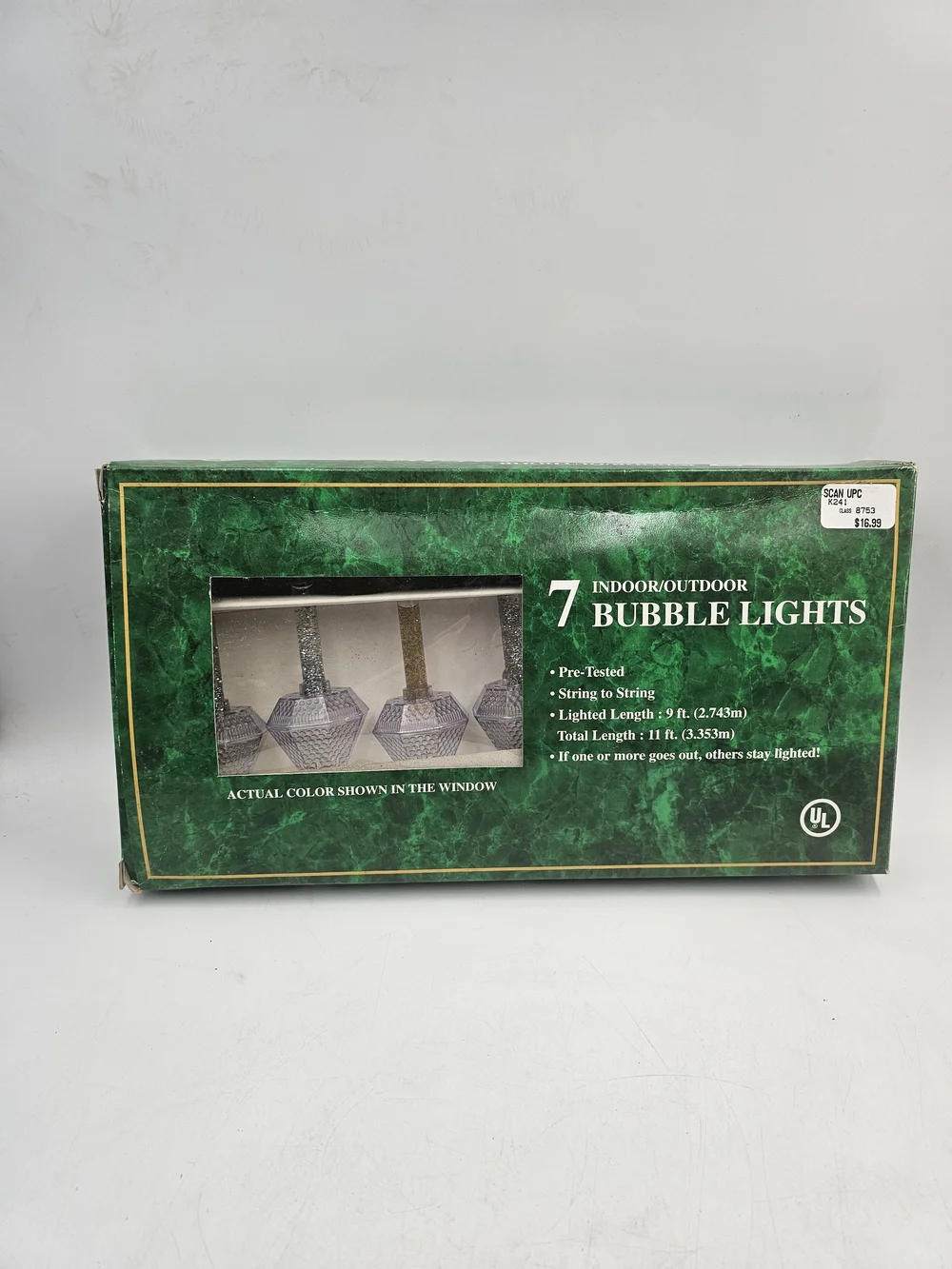 7-Light Indoor/Outdoor Bubble String Lights - Clear and Gold